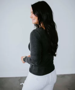 POL Clothing Inc. Tops Cindie Ribbed V-Neck Top