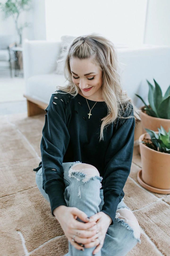 Lauriebelles Lily & Lottie Wren Distressed Crew Sweatshirt By Chelsea DeBoer 12 Lauriebelles Lily & Lottie Wren Distressed Crew Sweatshirt By Chelsea DeBoer