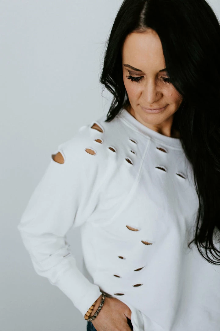 Lauriebelles Lily & Lottie Wren Distressed Crew Sweatshirt By Chelsea DeBoer 7 Lauriebelles Lily & Lottie Wren Distressed Crew Sweatshirt By Chelsea DeBoer