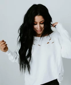 Lauriebelles Lily & Lottie Wren Distressed Crew Sweatshirt By Chelsea DeBoer