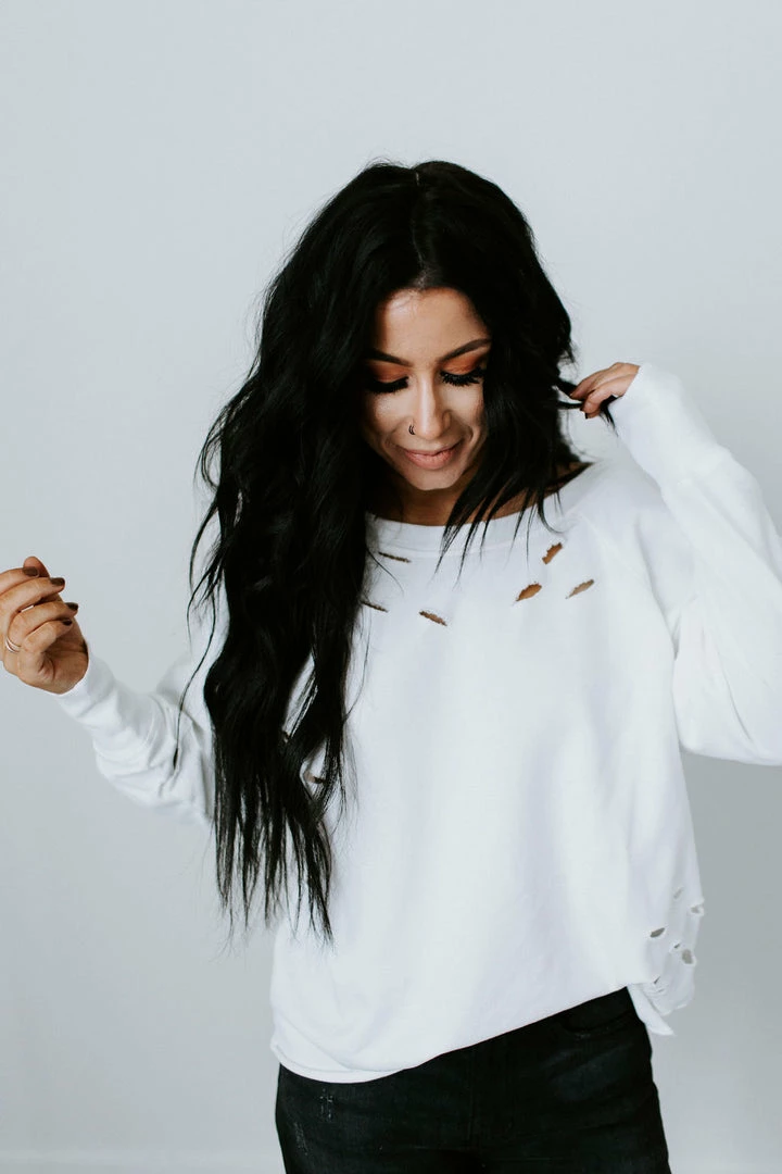 Lauriebelles Lily & Lottie Wren Distressed Crew Sweatshirt By Chelsea DeBoer 4 Lauriebelles Lily & Lottie Wren Distressed Crew Sweatshirt By Chelsea DeBoer