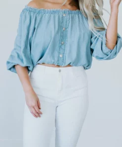 Blue Blush Kieran Off Shoulder Top Tops