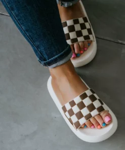 Miss Sparkling Shoes Checkmate Slide Sandal