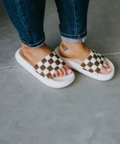 Miss Sparkling Shoes Checkmate Slide Sandal