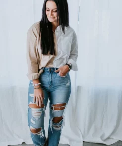 Aaron & Amber Tops Seeing Double Button Down Top