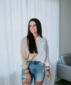 Aaron & Amber Tops Seeing Double Button Down Top